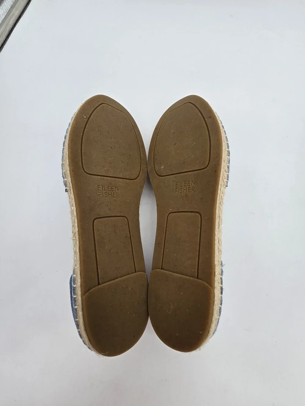 Eileen Fisher Lee Espadrille Flats Sz 7.5 Leather Denim-Printed Costal Vacation